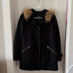 Maje Black Utility Jacket with Fur Trim